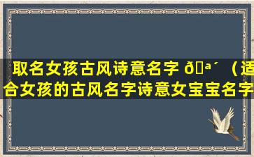 取名女孩古风诗意名字 🪴 （适合女孩的古风名字诗意女宝宝名字）